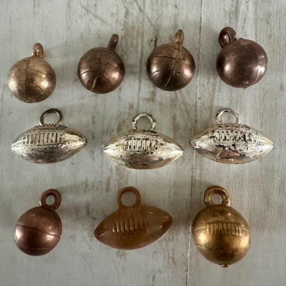 Cracker Jack Jewelry - Vintage Cracker Jack Football/Basketball Assorted Charms Bronzed Silver Tone